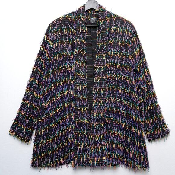 Car Pool Couture Multi Color Boho Fringe Jacket 100% Cotton M - Picture 2 of 12